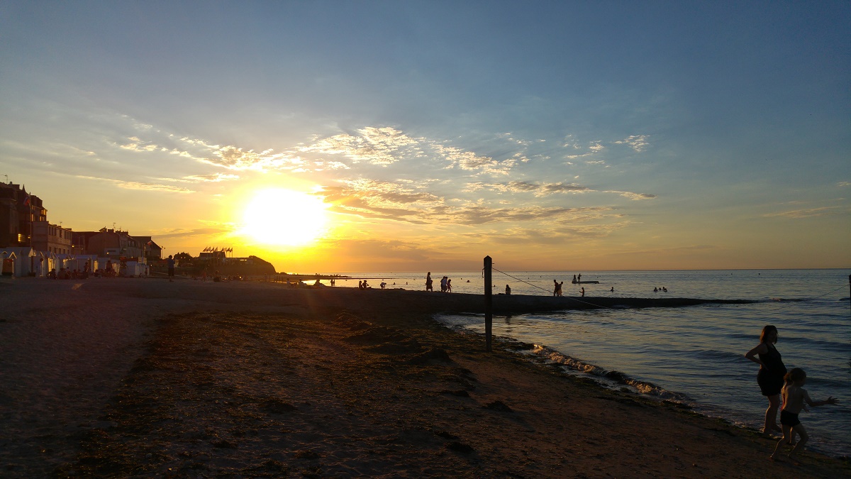 coucher de soleil plage saint aubin sur mer